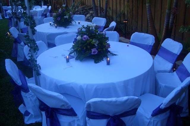 Table setup with centerpiece