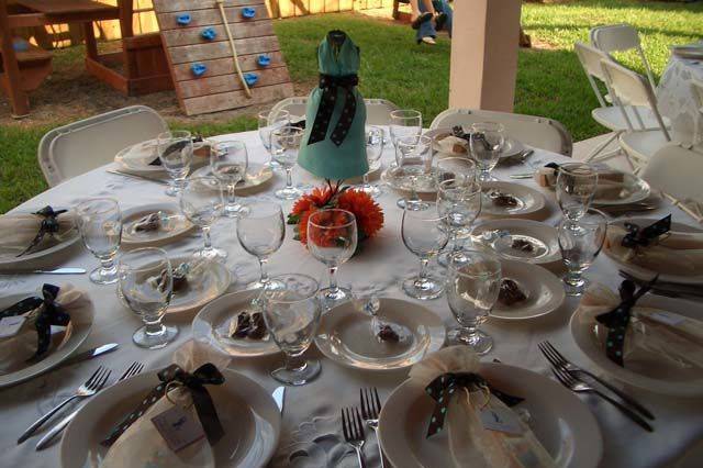 Table setup with centerpiece
