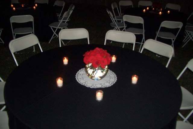 Table setup with centerpiece