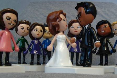 Wedding Mii Cake Topper and Personalized Mii Wedding Party Gifts.