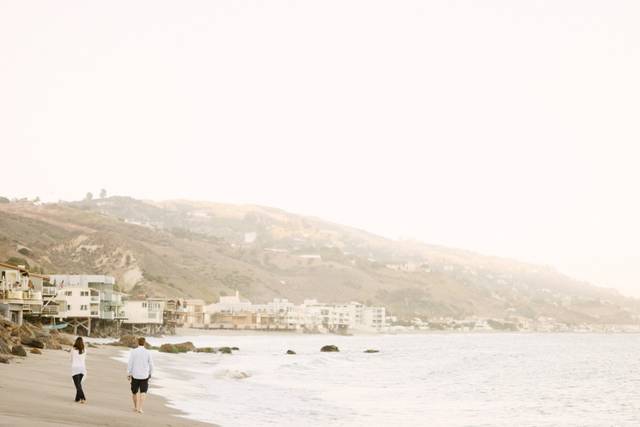Couple walking on the beach