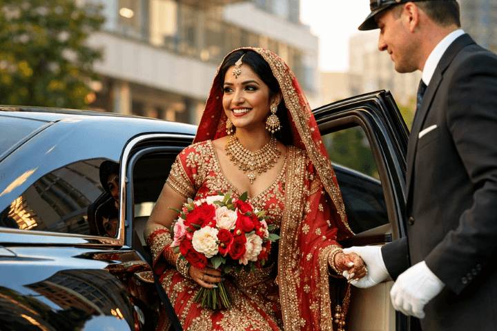 Indian-bride-luxury-limousine-
