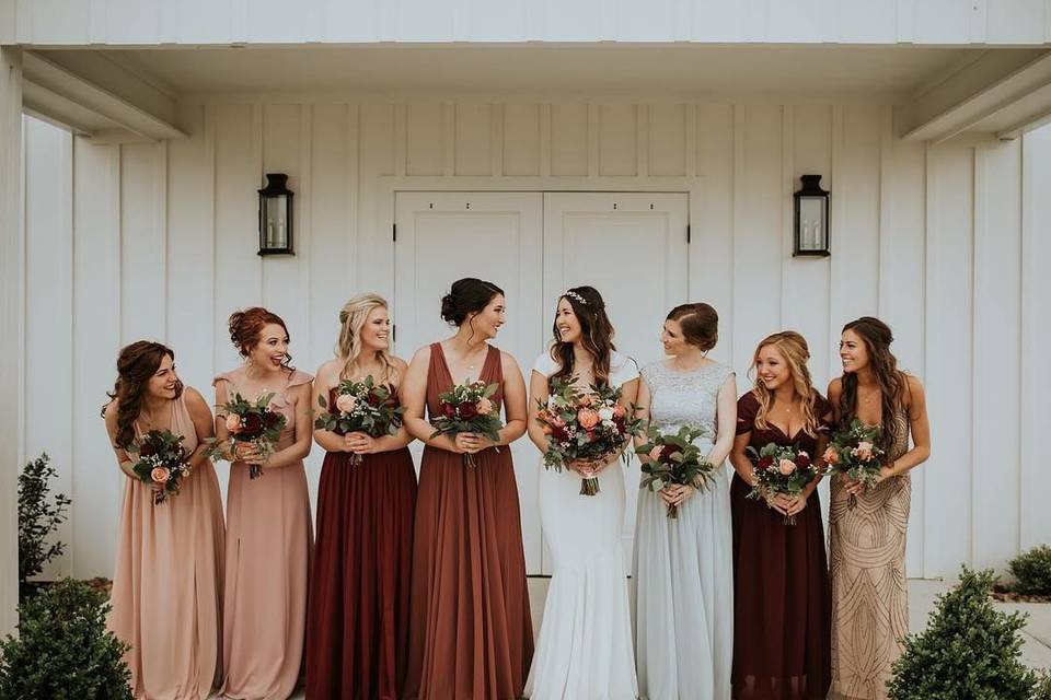 Bride with bridesmaids