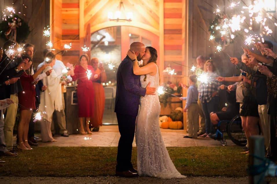 Beautiful sparkler send off