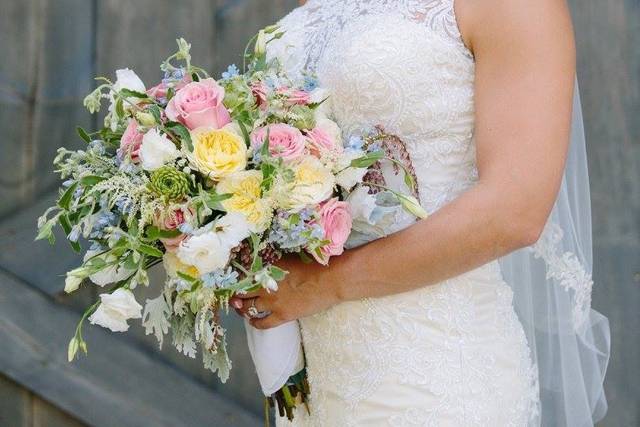 The bride holding her bouquet