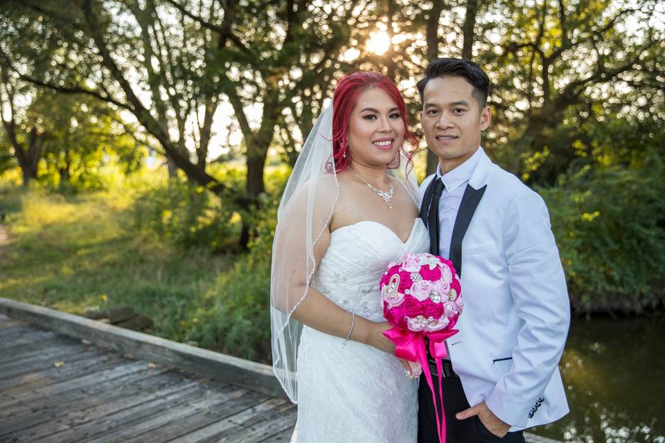 Bride and groom at Tallgrass