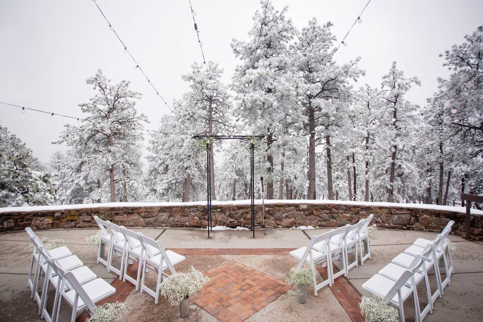 Snowy Back Patio Ceremony