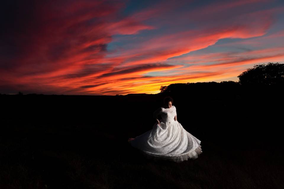 Bride Twirl at Sunset