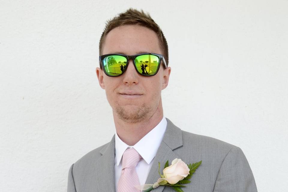 A portrait of a groomsman