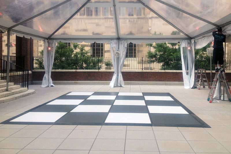 Clear top & checkered dance floor