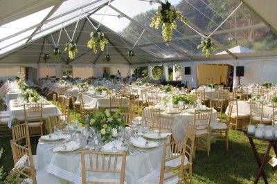 Clear top tent with floral decor