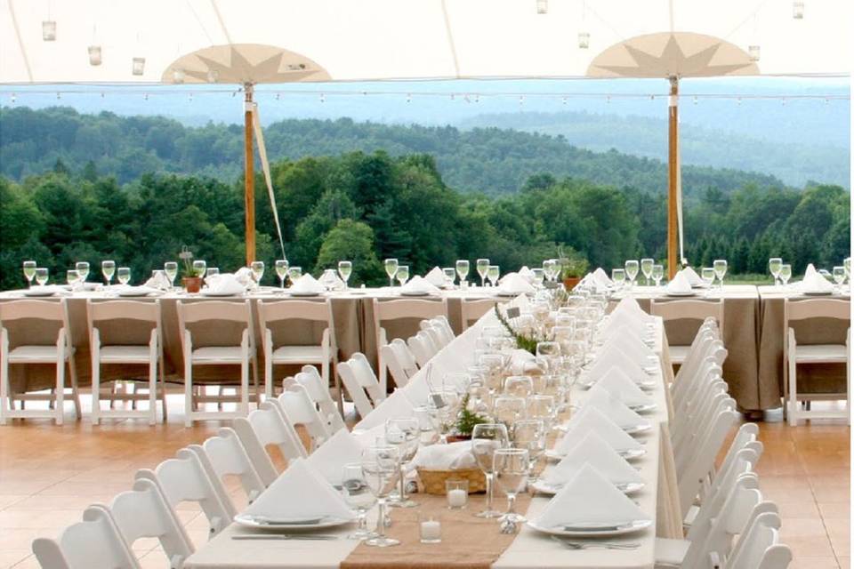 Long tables and raised centerpieces