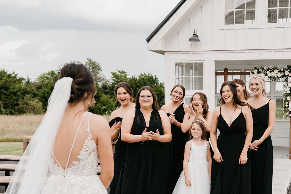 First look with Bridesmaids