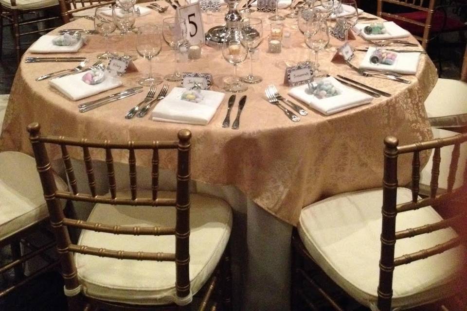 Table setup with centrepiece