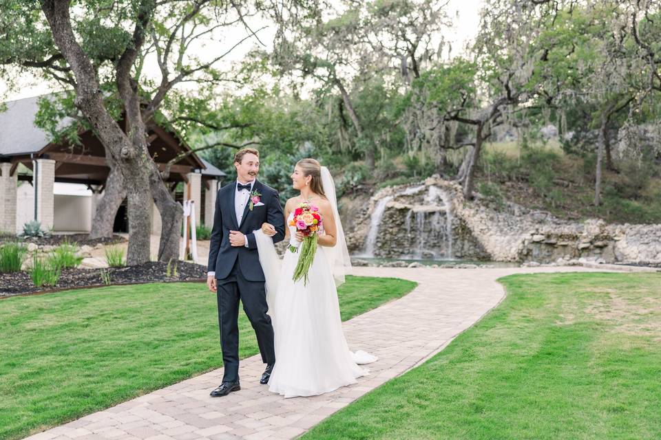 Newlyweds walking