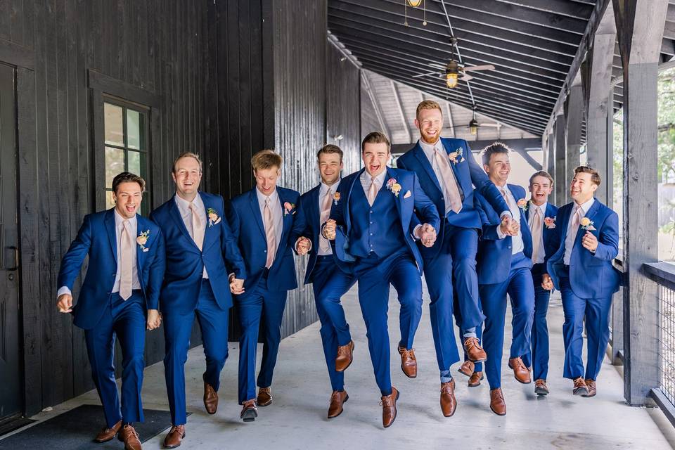 Groom party skipping