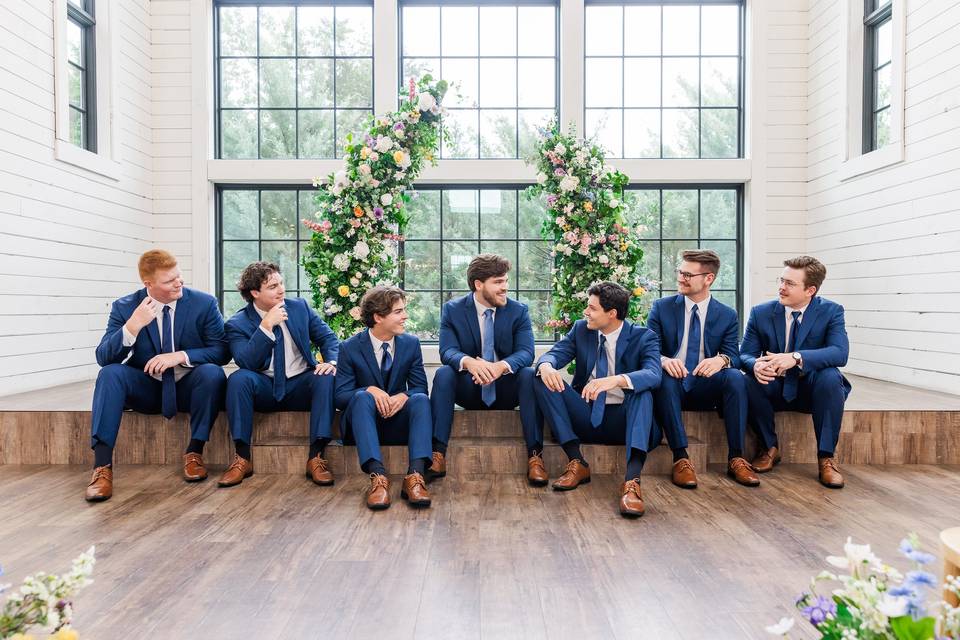 Grooms party sitting