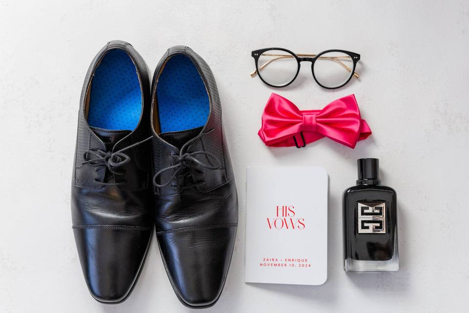 Groom flat lay