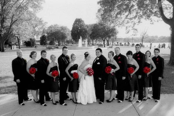 The couple with their attendants