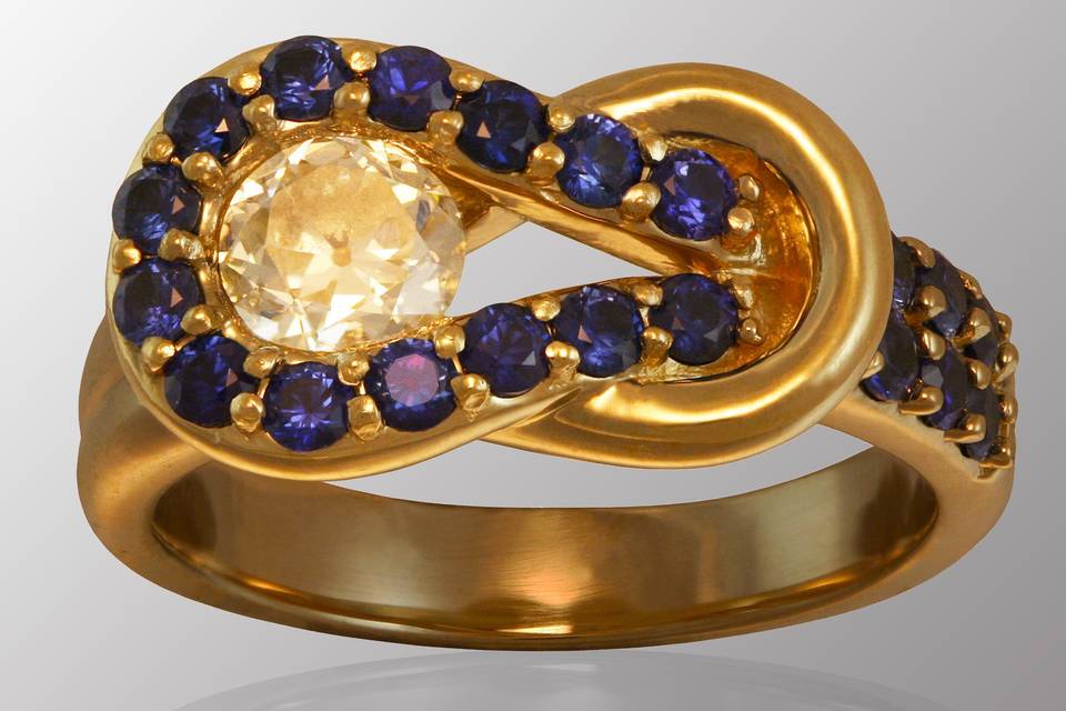 Sapphire & Diamond Knot Ring