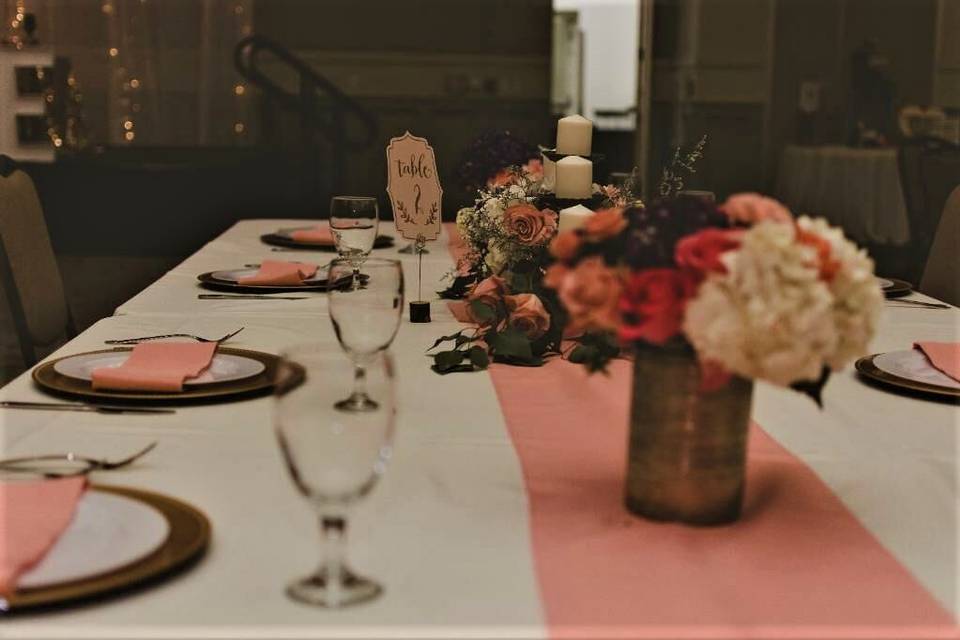 Centerpiece and table set up