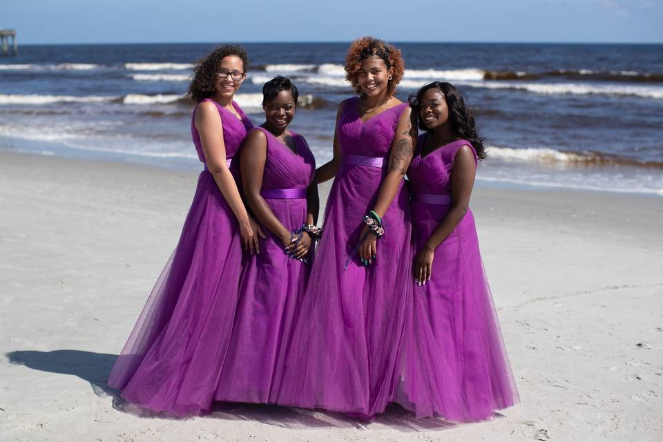Bridesmaids at the beach