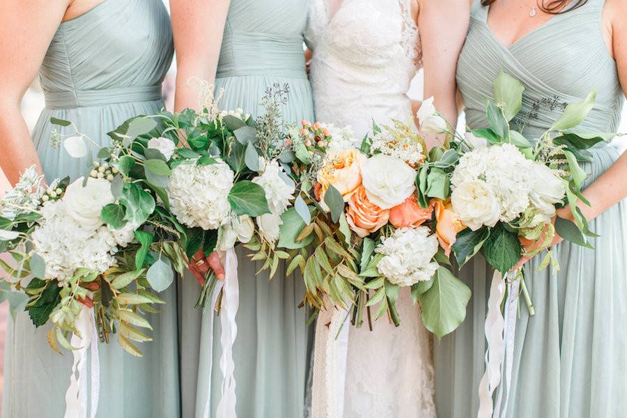 The bride with her bridesmaids