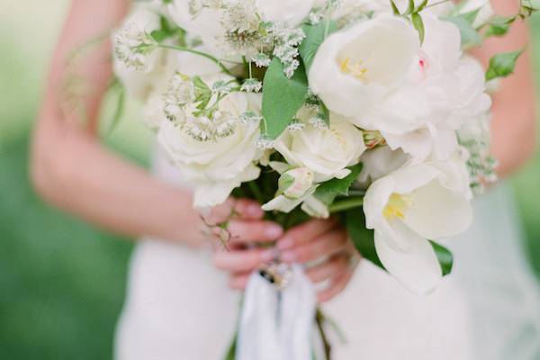 The bride holding her bouquet