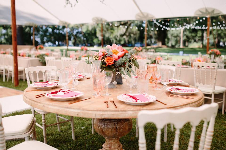 Table setup with centerpiece