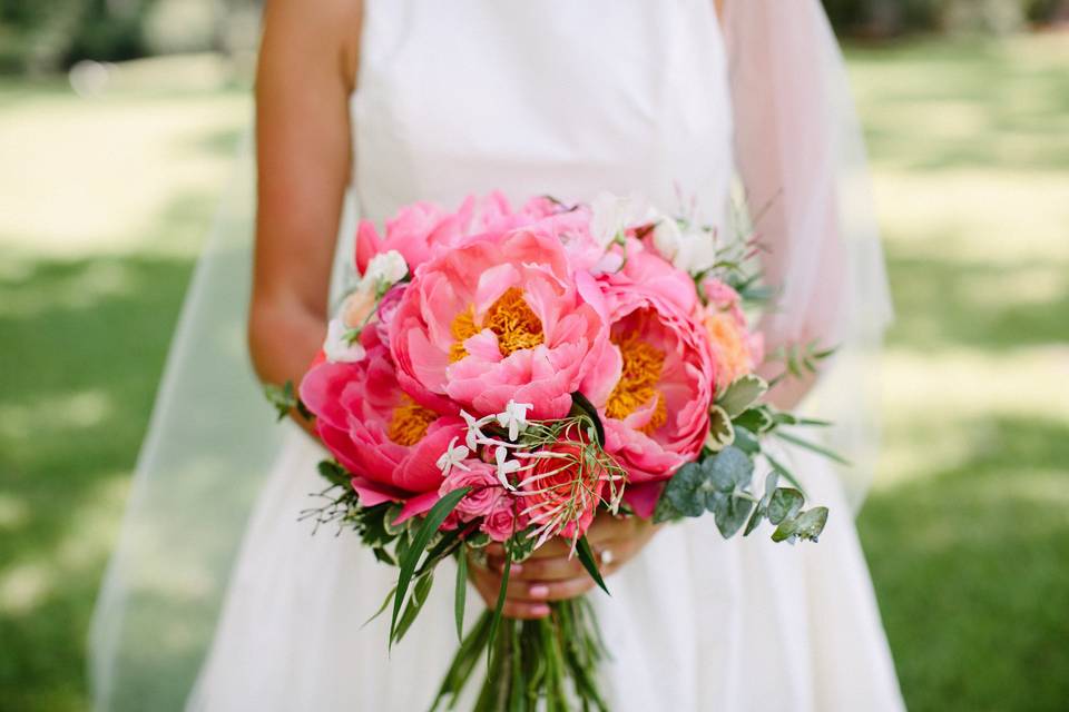 The bride holding her bouquet