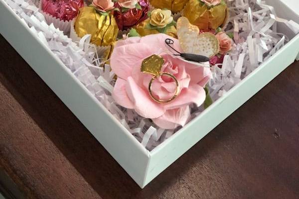 Beautifully packaged wedding favors for guests.