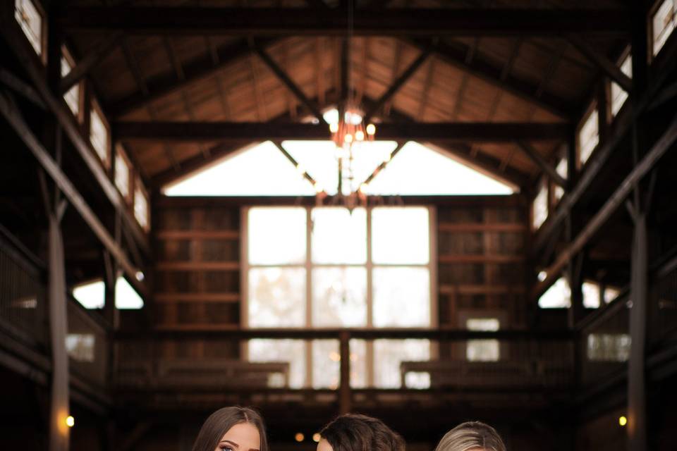 The bride with her bridesmaids