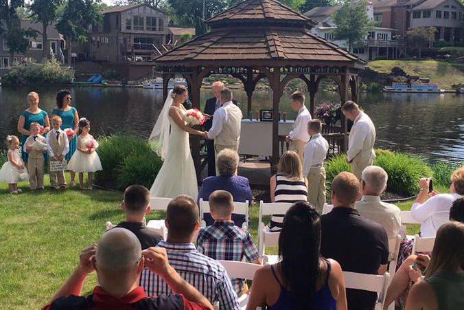 Lakefront gazebo wedding