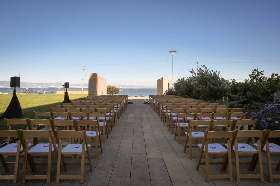 Wedding Ceremony with Bay View