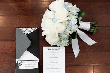 Bouquet and invitation card