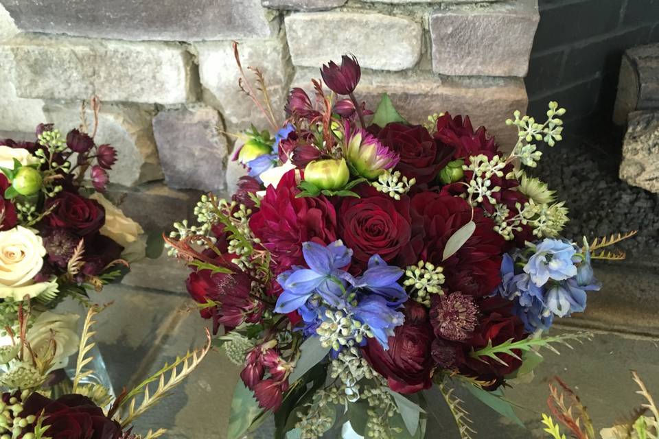 Dahlias and roses bouquet