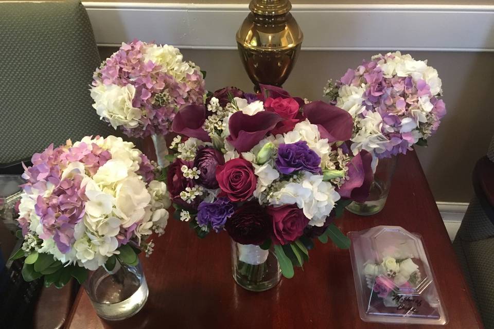 Plum and lavender bouquets