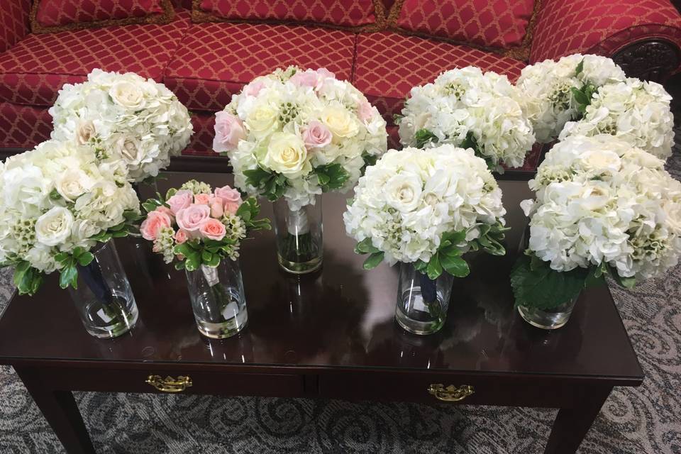 Bride and bridesmaids bouquets