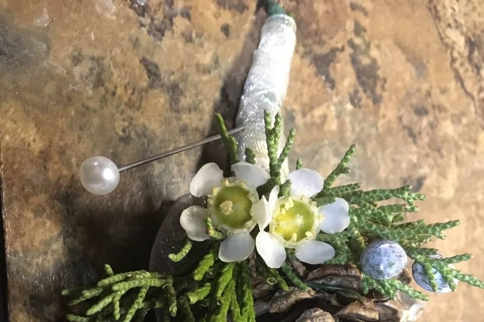 Winter inspired boutonniere