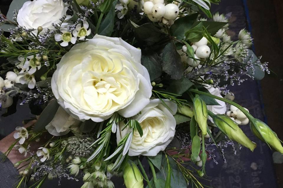 White garden rose bouquet