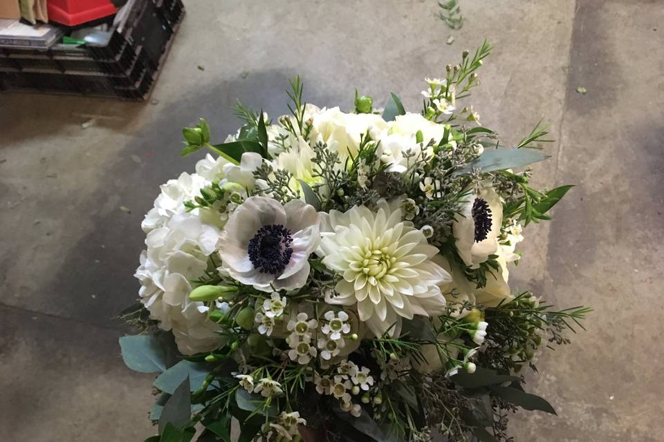 Anemone and dahlia bouquet