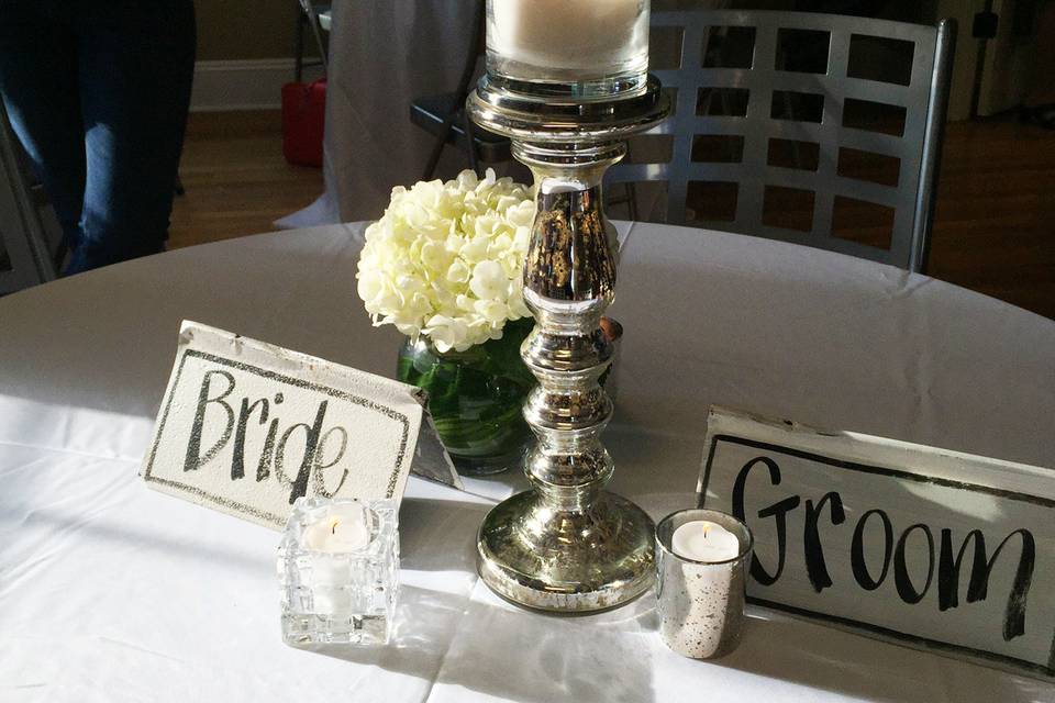 Bride and Groom Table in the front room.