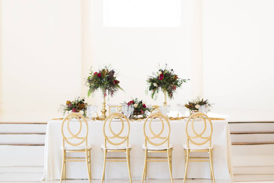 All white reception design