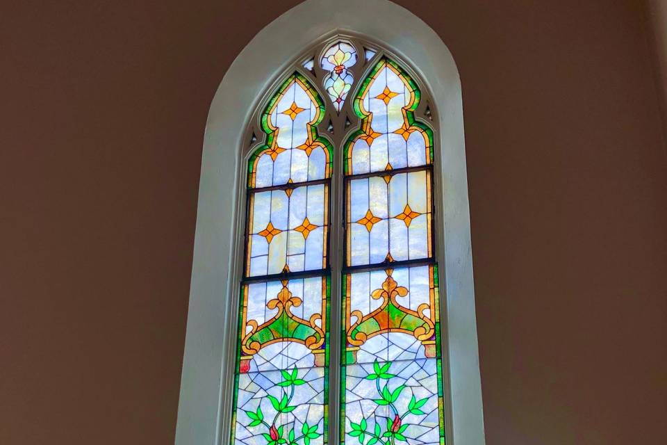 1913 stained glass throughout