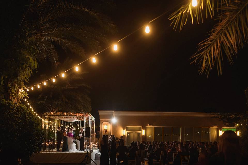 Nightime ceremony outside