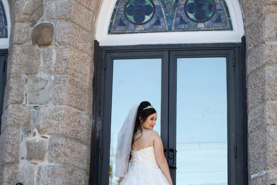 Bride framed in front
