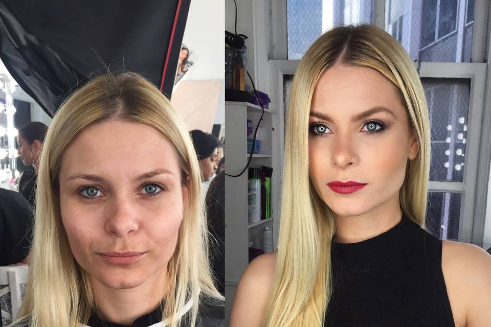 Red carpet glam - before & after