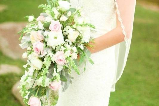 The bride holding her bouquet