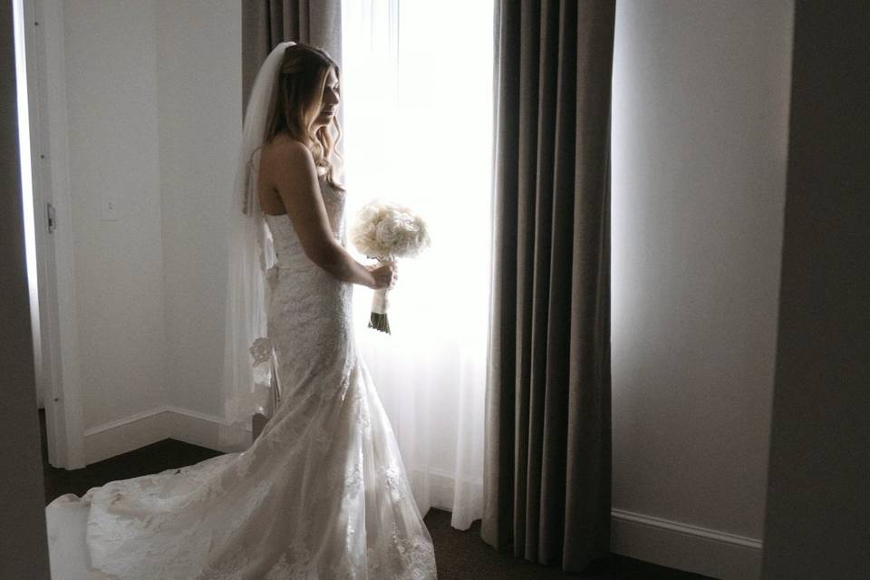 Bride and bouquet