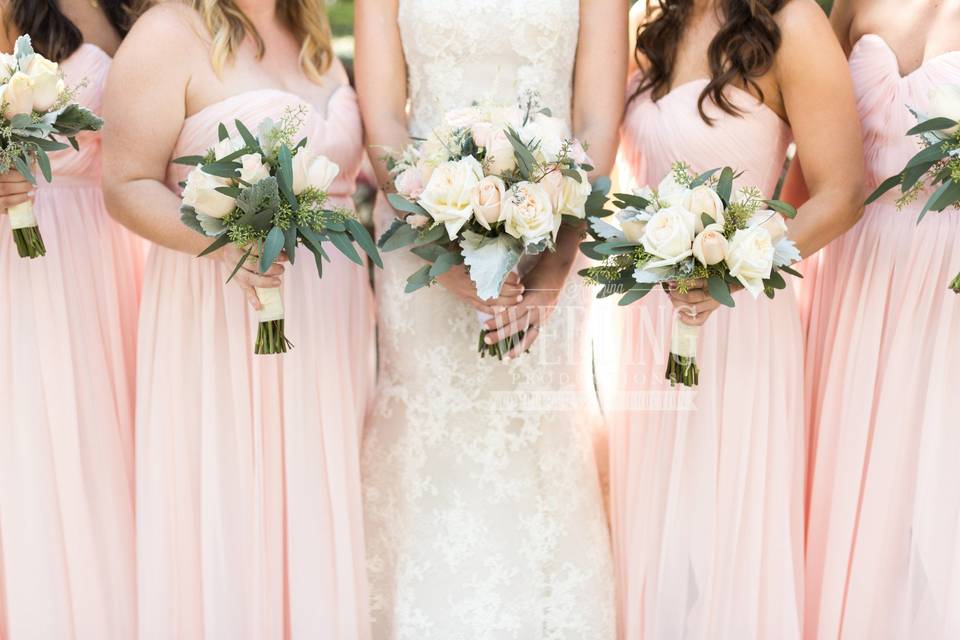 The bride with her bridesmaids